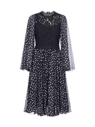 Dolce & Gabbana Pois And Lace Dress In Pizzo Pois
