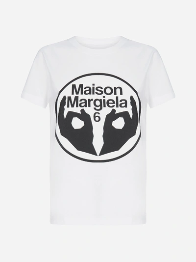 Mm6 Maison Margiela Print Short Sleeve T-shirt In White