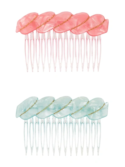 Valet Studio Blue And Pink Melody Hair Comb Set