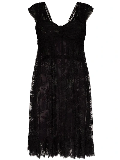 Dolce & Gabbana Sheer Lace Mini Dress In Black