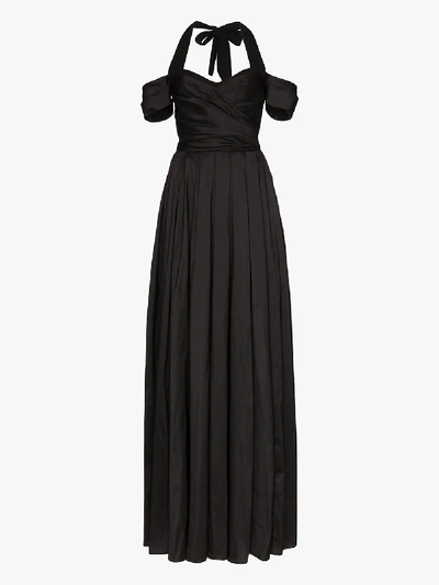 Rasario Off-the-shoulder Flared Gown In Black