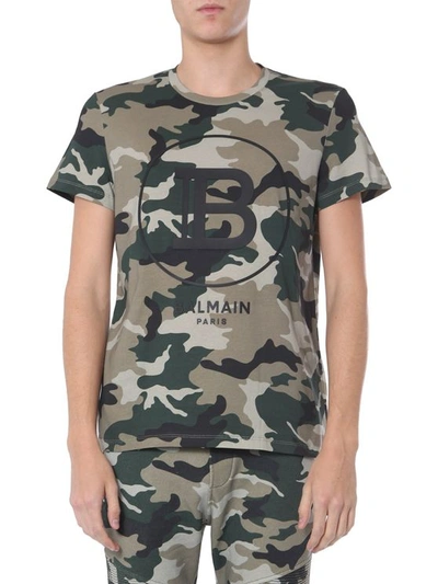 Balmain Round Neck T-shirt In Military Green