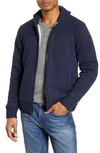 Schott Lined Wool Zip Sweater In Navy