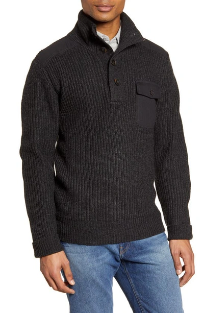 Schott Wool Blend Military Sweater In Black