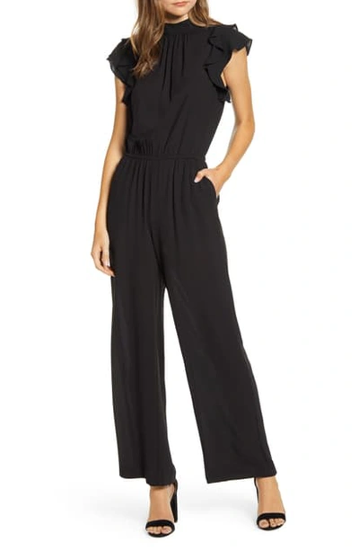 1.state Flutter Sleeve Jumpsuit In Rich Black