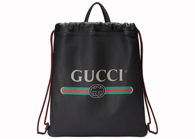 Pre-owned Gucci  Drawstring Backpack Vintage Logo Black