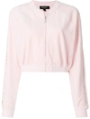 Juicy Couture Exclusive Swarovski Embellished Velour Crop Track Jacket In Pink