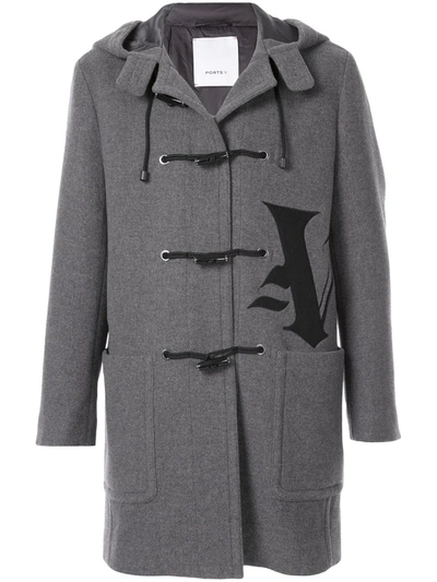 Ports V Gothic V Calligraphy Duffle Coat In Grey