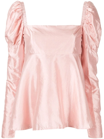 Macgraw Romantic Puff Sleeve Top In Pink