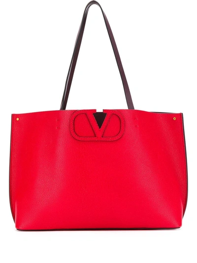 Valentino Garavani Medium Vlogo Tote Bag In Red