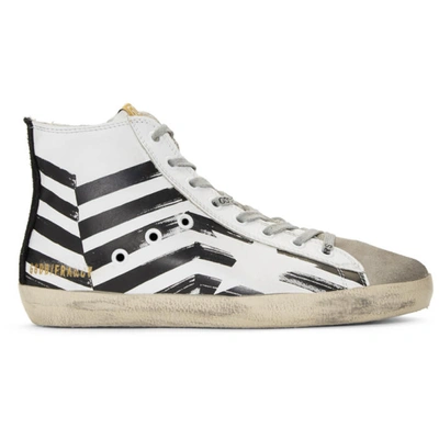 Golden Goose White Flag Francy High-top Sneakers In White And Black