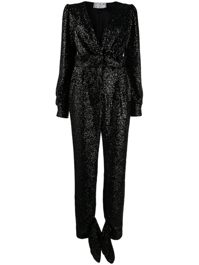 In The Mood For Love Amber Sequinned Jumpsuit In Black