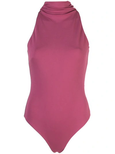 Cushnie Roll-neck Open-back Bodysuit In Pink