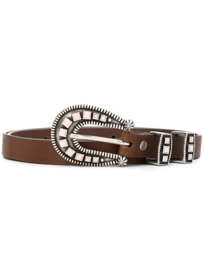 Alanui Stoned-hardware Belt In Brown,pink