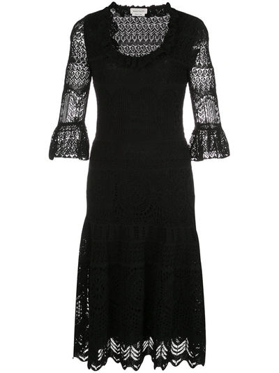 Alexander Mcqueen Lace Knitted Dress In Black