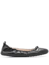 Tod's Crocodile Effect Leather Ballerina Shoes In Black