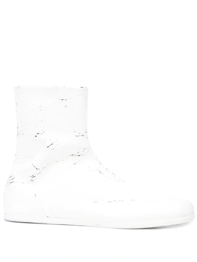 Maison Margiela Split Toe Distressed Boots In White