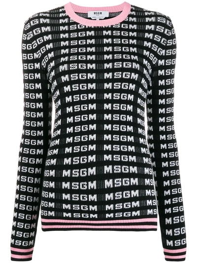 Msgm Logo Print Jumper In Black