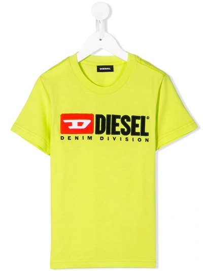 Diesel Kids' Logo Print T-shirt In Green