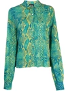 Just Cavalli Snakeskin-print Shirt In Green