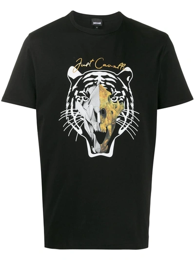 Just Cavalli Tiger Print T-shirt In Black