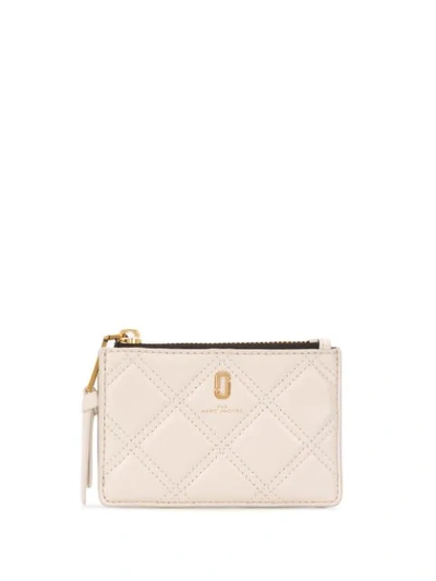 Marc Jacobs The Quilted Softshot Top Zip Multi Wallet In White