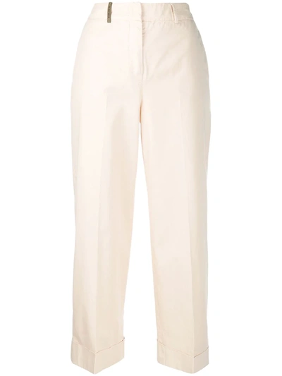 Peserico High-waisted Straight-leg Trousers In Neutrals