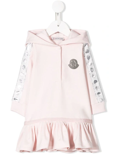 Moncler Babies' Logo Embroidered Hoodie Dress In Rosa