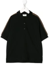 Fendi Kids' Ff Logo Tape Polo Shirt In Black