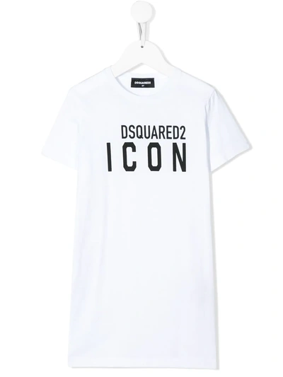 Dsquared2 Teen Icon Cotton T-shirt Dress In White
