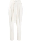 P.a.r.o.s.h Belted High Waisted Trousers In Neutrals