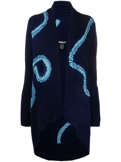 Suzusan Abstract Printed Knitted Cardi-coat In Blue