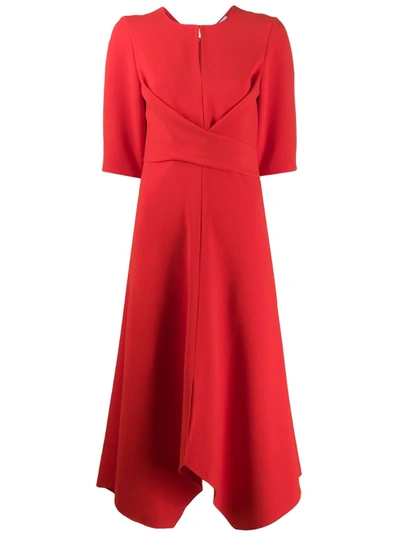 Dorothee Schumacher Sophisticated Perfection Draped Midi Dress In Red