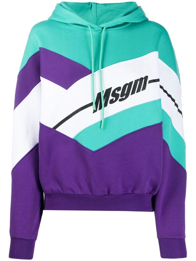 Msgm Colour-block Hooded Sweatshirt In Multicolor