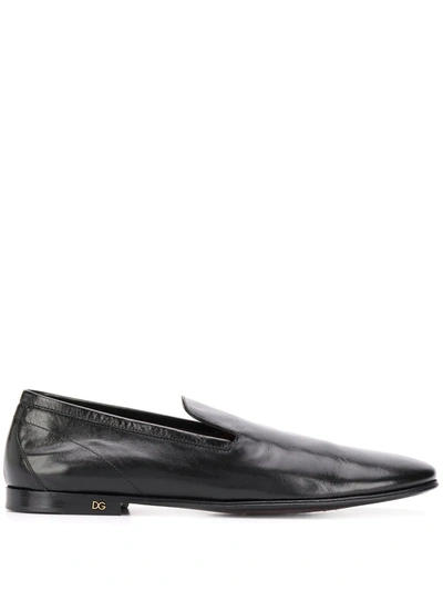 Dolce & Gabbana Vintage Effect Loafers In Black