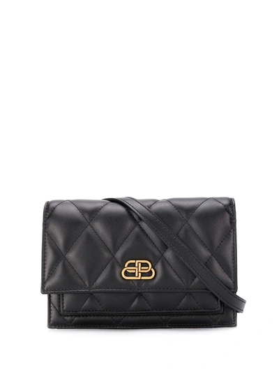 Balenciaga Leather Sharp  Belt Bag With Logo In Black