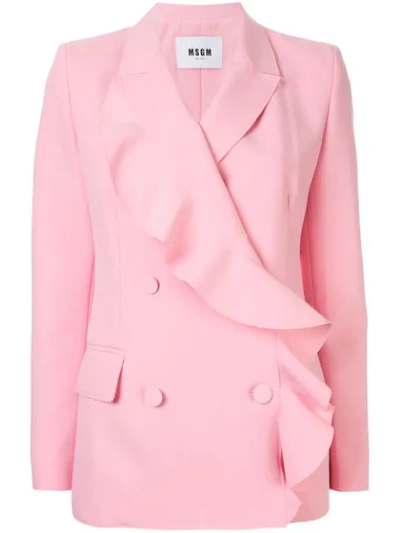 Msgm Ruffle Blazer In Pink