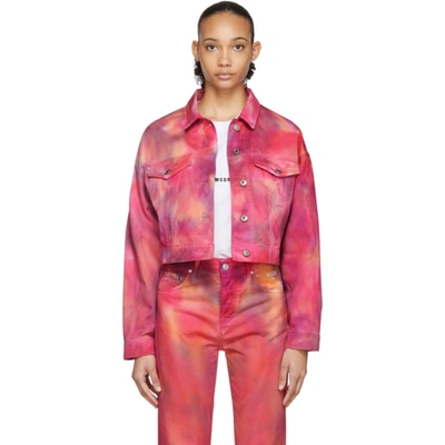 Msgm Pink Denim Tie-dye Jacket In 12 Pink