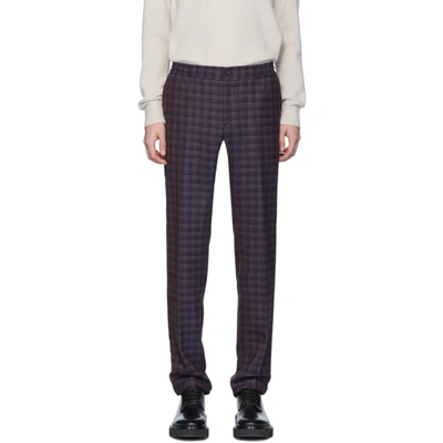 Etro Blue Check Wool Trousers In 400 Blue