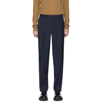 Etro Navy Wool Tailored Trousers In 200 Navy