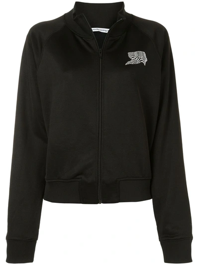 Alexander Wang T French Terry Embroidered Track Jacket In Black