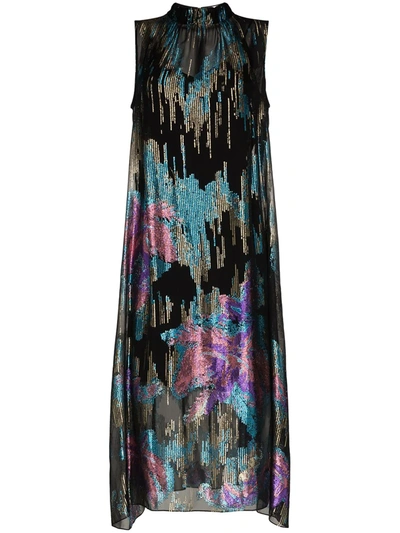 Peter Pilotto Printed Sleeveless Silk Midi Dress In Blue