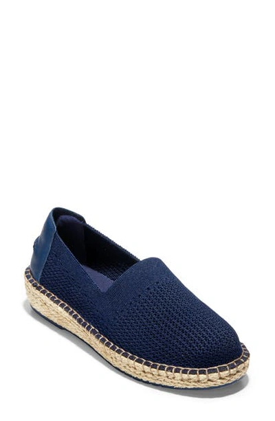 Cole Haan Cloudfeel Womens Leather Trim Slip On Espadrilles In Blue