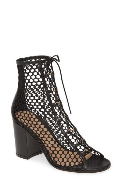 Gianvito Rossi Fishnet Lace-up Booties In Black