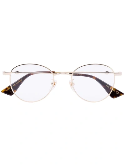 Gucci Gold Tone Round Optical Glasses