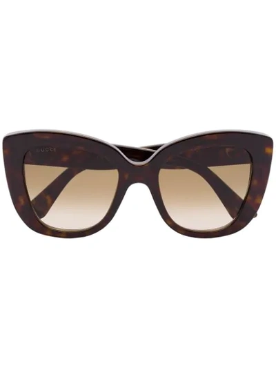 Gucci Havana 猫眼框太阳眼镜 In Brown