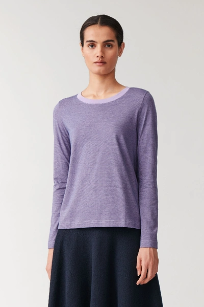 Cos Long-sleeved Cotton Top In Purple