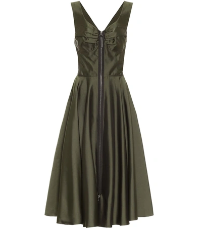 Marni Silk-blend Midi Dress In Dark Olive (green)