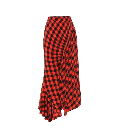 Preen By Thornton Bregazzi Hayat Checked Midi Skirt In Red