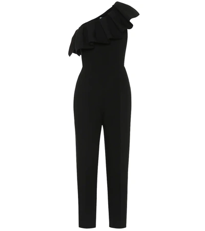 Msgm One-shoulder Ruffle Trimmed Jumpsuit In Black